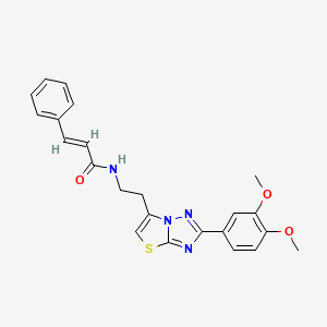 molecular formula C23H22N4O3S B2481954 N-(2-(2-(3,4-dimethoxyphenyl)thiazolo[3,2-b][1,2,4]triazol-6-yl)ethyl)cinnamamide CAS No. 895449-98-6