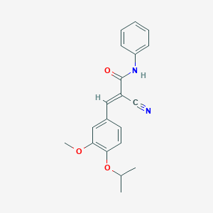 molecular formula C20H20N2O3 B2481955 (E)-2-cyano-3-(3-methoxy-4-propan-2-yloxyphenyl)-N-phenylprop-2-enamide CAS No. 357989-70-9