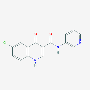 molecular formula C15H10ClN3O2 B2481959 6-氯-4-羟基-N-(吡啶-3-基)喹啉-3-甲酰胺 CAS No. 955314-28-0