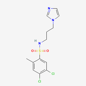 molecular formula C13H15Cl2N3O2S B2481963 4,5-dichloro-N-(3-imidazol-1-ylpropyl)-2-methylbenzenesulfonamide CAS No. 838871-11-7