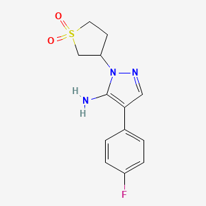 molecular formula C13H14FN3O2S B2481967 2-(1,1-Dioxothiolan-3-yl)-4-(4-fluorophenyl)pyrazol-3-amine CAS No. 321574-18-9
