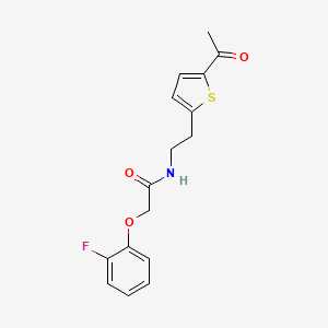molecular formula C16H16FNO3S B2481969 N-(2-(5-乙酰硫代噻吩-2-基)乙基)-2-(2-氟苯氧基)乙酰胺 CAS No. 2034436-78-5