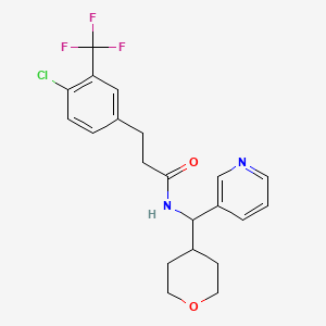 molecular formula C21H22ClF3N2O2 B2481970 3-(4-chloro-3-(trifluoromethyl)phenyl)-N-(pyridin-3-yl(tetrahydro-2H-pyran-4-yl)methyl)propanamide CAS No. 2034406-44-3