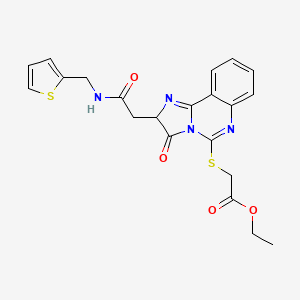 molecular formula C21H20N4O4S2 B2481987 Ethyl [(3-oxo-2-{2-oxo-2-[(thien-2-ylmethyl)amino]ethyl}-2,3-dihydroimidazo[1,2-c]quinazolin-5-yl)thio]acetate CAS No. 958963-18-3