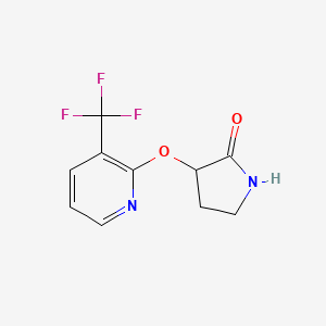 molecular formula C10H9F3N2O2 B2481992 3-{[3-(Trifluoromethyl)pyridin-2-yl]oxy}pyrrolidin-2-one CAS No. 2199367-13-8