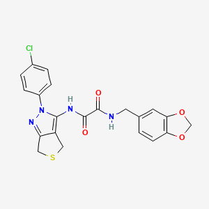 molecular formula C21H17ClN4O4S B2481998 N1-(benzo[d][1,3]dioxol-5-ylmethyl)-N2-(2-(4-chlorophenyl)-4,6-dihydro-2H-thieno[3,4-c]pyrazol-3-yl)oxalamide CAS No. 941884-10-2