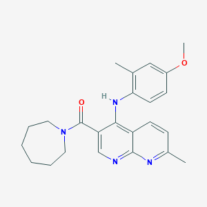 molecular formula C24H28N4O2 B2482002 3-(azepan-1-ylcarbonyl)-N-(4-methoxy-2-methylphenyl)-7-methyl-1,8-naphthyridin-4-amine CAS No. 1251600-65-3