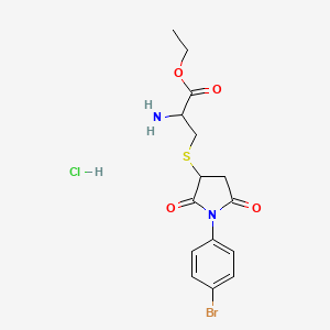 molecular formula C15H18BrClN2O4S B2482003 乙酸2-氨基-3-{[1-(4-溴苯基)-2,5-二氧代四氢-1H-吡咯-3-基]硫基}丙酸酯盐酸盐 CAS No. 1029989-63-6