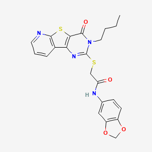 N-(benzo[d][1,3]dioxol-5-yl)-2-((3-butyl-4-oxo-3,4-dihydropyrido[3',2':4,5]thieno[3,2-d]pyrimidin-2-yl)thio)acetamide