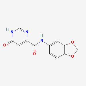 molecular formula C12H9N3O4 B2482010 N-(2H-1,3-ベンゾジオキソール-5-イル)-6-ヒドロキシピリミジン-4-カルボキサミド CAS No. 2034441-62-6