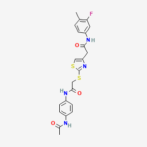 N-(4-acetamidophenyl)-2-((4-(2-((3-fluoro-4-methylphenyl)amino)-2-oxoethyl)thiazol-2-yl)thio)acetamide