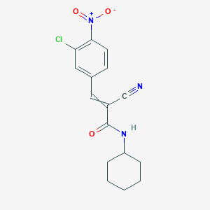 molecular formula C16H16ClN3O3 B2482025 3-(3-クロロ-4-ニトロフェニル)-2-シアノ-N-シクロヘキシルプロプ-2-エナミド CAS No. 1798428-22-4