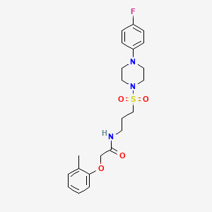 molecular formula C22H28FN3O4S B2482032 N-(3-((4-(4-氟苯基)哌嗪-1-基)磺酰)丙基)-2-(邻甲苯氧基)乙酰胺 CAS No. 1049445-64-8