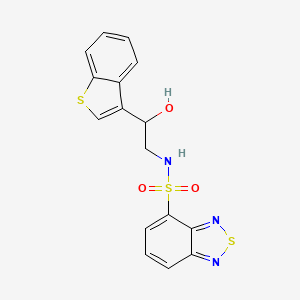 molecular formula C16H13N3O3S3 B2482040 N-(2-(benzo[b]thiophen-3-yl)-2-hydroxyethyl)benzo[c][1,2,5]thiadiazole-4-sulfonamide CAS No. 2034594-31-3