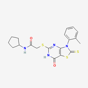 N-cyclopentyl-2-((7-oxo-2-thioxo-3-(o-tolyl)-2,3,6,7-tetrahydrothiazolo[4,5-d]pyrimidin-5-yl)thio)acetamide