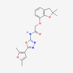 molecular formula C20H21N3O5 B2482047 2-((2,2-dimethyl-2,3-dihydrobenzofuran-7-yl)oxy)-N-(5-(2,5-dimethylfuran-3-yl)-1,3,4-oxadiazol-2-yl)acetamide CAS No. 1251557-23-9