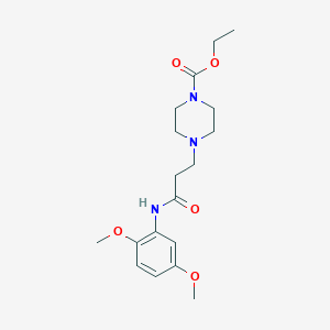 molecular formula C18H27N3O5 B248205 Ethyl 4-[3-(2,5-dimethoxyanilino)-3-oxopropyl]-1-piperazinecarboxylate 