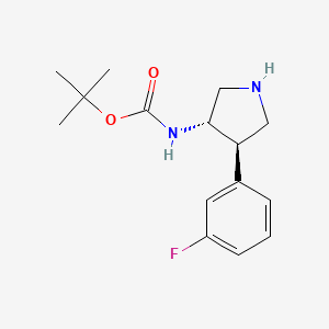 molecular formula C15H21FN2O2 B2482056 Tert-butyl (3S,4R)-4-(3-fluorophenyl)pyrrolidin-3-ylcarbamate CAS No. 1260596-09-5