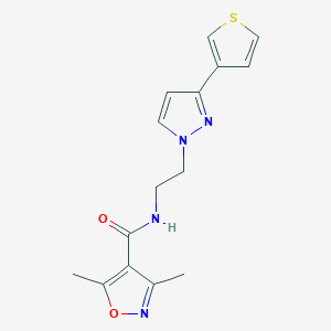molecular formula C15H16N4O2S B2482061 3,5-dimethyl-N-(2-(3-(thiophen-3-yl)-1H-pyrazol-1-yl)ethyl)isoxazole-4-carboxamide CAS No. 2034282-92-1