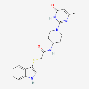 2-((1H-indol-3-yl)thio)-N-(1-(4-methyl-6-oxo-1,6-dihydropyrimidin-2-yl)piperidin-4-yl)acetamide