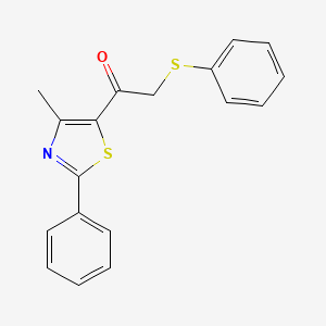molecular formula C18H15NOS2 B2482068 1-(4-Methyl-2-phenyl-1,3-thiazol-5-yl)-2-(phenylsulfanyl)-1-ethanone CAS No. 478047-46-0