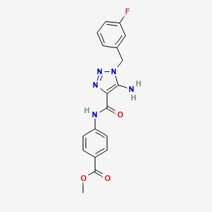 molecular formula C18H16FN5O3 B2482072 4-[[5-アミノ-1-[(3-フルオロフェニル)メチル]トリアゾール-4-カルボニル]アミノ]安息香酸メチル CAS No. 899981-72-7