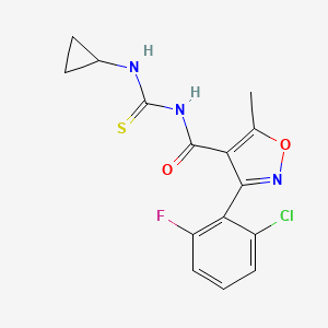 molecular formula C15H13ClFN3O2S B2482077 3-(2-氯-6-氟苯基)-N-(环丙基碳酰硫基)-5-甲基-1,2-噁唑-4-甲酰胺 CAS No. 1024224-34-7