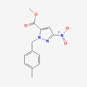 molecular formula C13H13N3O4 B2482078 methyl 1-(4-methylbenzyl)-3-nitro-1H-pyrazole-5-carboxylate CAS No. 402614-11-3