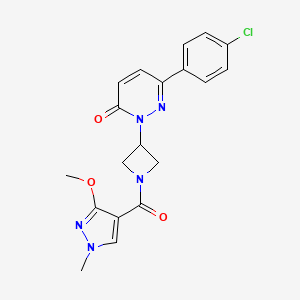 molecular formula C19H18ClN5O3 B2482080 6-(4-Chlorophenyl)-2-[1-(3-methoxy-1-methylpyrazole-4-carbonyl)azetidin-3-yl]pyridazin-3-one CAS No. 2380181-00-8