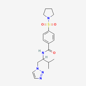 molecular formula C18H25N5O3S B2482083 N-(3-甲基-1-(1H-1,2,3-三唑-1-基)丁基)-4-(吡咯啉-1-基磺酰)苯甲酰胺 CAS No. 2034334-69-3