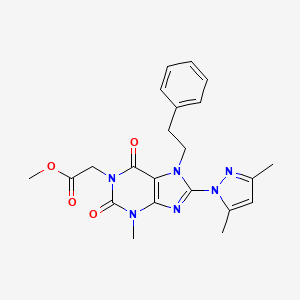 molecular formula C22H24N6O4 B2482084 甲基 2-(8-(3,5-二甲基-1H-吡唑-1-基)-3-甲基-2,6-二氧代-7-苯乙基-2,3,6,7-四氢-1H-嘌呤-1-基)乙酸酯 CAS No. 1014012-37-3