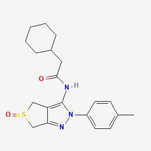 molecular formula C20H25N3O2S B2482085 2-cyclohexyl-N-(5-oxido-2-(p-tolyl)-4,6-dihydro-2H-thieno[3,4-c]pyrazol-3-yl)acetamide CAS No. 1007192-42-8