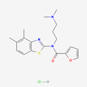 molecular formula C19H24ClN3O2S B2482089 N-(3-(二甲基氨基)丙基)-N-(4,5-二甲基苯并[d]噻唑-2-基)呋喃-2-甲酰胺 盐酸盐 CAS No. 1216870-68-6