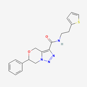 molecular formula C18H18N4O2S B2482091 6-phenyl-N-[2-(2-thienyl)ethyl]-6,7-dihydro-4H-[1,2,3]triazolo[5,1-c][1,4]oxazine-3-carboxamide CAS No. 2108174-66-7