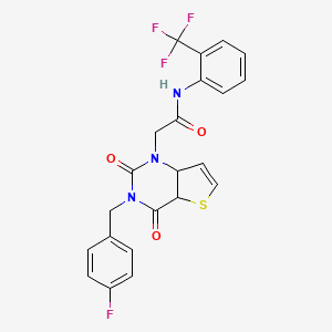 molecular formula C22H15F4N3O3S B2482093 2-{3-[(4-fluorophenyl)methyl]-2,4-dioxo-1H,2H,3H,4H-thieno[3,2-d]pyrimidin-1-yl}-N-[2-(trifluoromethyl)phenyl]acetamide CAS No. 1252856-58-8