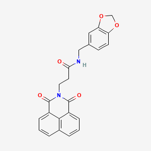 molecular formula C23H18N2O5 B2482099 N-(1,3-benzodioxol-5-ylmethyl)-3-(1,3-dioxobenzo[de]isoquinolin-2-yl)propanamide CAS No. 342596-39-8