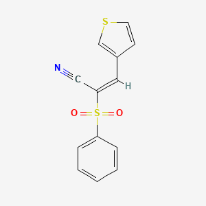 molecular formula C13H9NO2S2 B2482111 2-(Phenylsulfonyl)-3-(3-thienyl)prop-2-enenitrile CAS No. 708230-19-7
