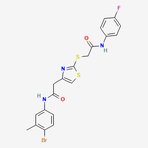 molecular formula C20H17BrFN3O2S2 B2482117 N-(4-bromo-3-methylphenyl)-2-(2-((2-((4-fluorophenyl)amino)-2-oxoethyl)thio)thiazol-4-yl)acetamide CAS No. 942001-31-2