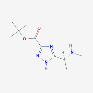 molecular formula C10H18N4O2 B2482125 Tert-butyl 5-[1-(methylamino)ethyl]-1H-1,2,4-triazole-3-carboxylate CAS No. 2248316-61-0