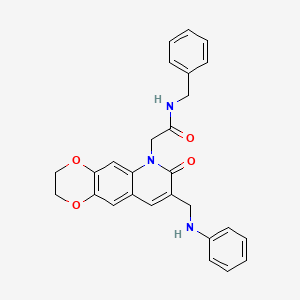 molecular formula C27H25N3O4 B2482127 2-[8-(anilinomethyl)-7-oxo-2,3-dihydro[1,4]dioxino[2,3-g]quinolin-6(7H)-yl]-N-benzylacetamide CAS No. 932524-21-5