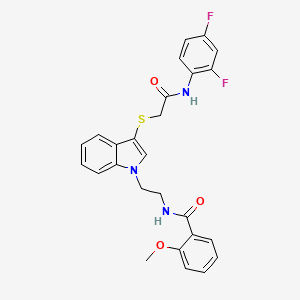 N-[2-[3-[2-(2,4-difluoroanilino)-2-oxoethyl]sulfanylindol-1-yl]ethyl]-2-methoxybenzamide