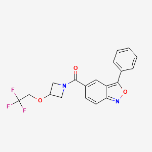 molecular formula C19H15F3N2O3 B2482143 (3-Phenylbenzo[c]isoxazol-5-yl)(3-(2,2,2-trifluoroethoxy)azetidin-1-yl)methanone CAS No. 2034400-69-4