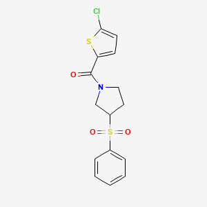 molecular formula C15H14ClNO3S2 B2482145 (5-Chlorothiophen-2-yl)(3-(phenylsulfonyl)pyrrolidin-1-yl)methanone CAS No. 1448078-82-7