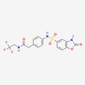 2-(4-(3-methyl-2-oxo-2,3-dihydrobenzo[d]oxazole-5-sulfonamido)phenyl)-N-(2,2,2-trifluoroethyl)acetamide