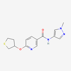 molecular formula C14H16N4O2S B2482167 N-(1-methyl-1H-pyrazol-4-yl)-6-((tetrahydrothiophen-3-yl)oxy)nicotinamide CAS No. 2034432-57-8