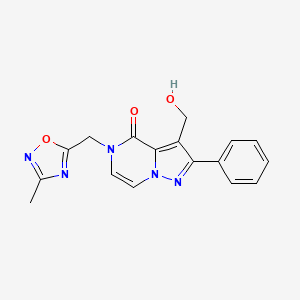 molecular formula C17H15N5O3 B2482168 3-(羟甲基)-5-[(3-甲基-1,2,4-噁二唑-5-基)甲基]-2-苯基吡唑并[1,5-a]嘧啶-4(5H)-酮 CAS No. 2108824-56-0