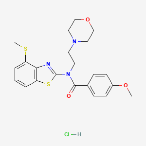 molecular formula C22H26ClN3O3S2 B2482172 4-甲氧基-N-(4-(甲硫基)苯并[d]噻唑-2-基)-N-(2-吗啉基乙基)苯甲酰胺 盐酸盐 CAS No. 1331318-31-0