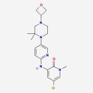 molecular formula C20H26BrN5O2 B2482179 5-Bromo-3-[[5-[2,2-dimethyl-4-(oxetan-3-yl)piperazin-1-yl]-2-pyridyl]amino]-1-methyl-pyridin-2-one CAS No. 1433990-42-1