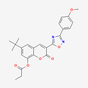 molecular formula C25H24N2O6 B2482182 6-(tert-butyl)-3-(3-(4-methoxyphenyl)-1,2,4-oxadiazol-5-yl)-2-oxo-2H-chromen-8-yl propionate CAS No. 931738-96-4
