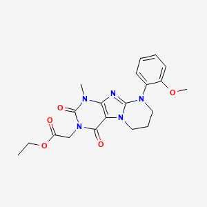 ethyl 2-(9-(2-methoxyphenyl)-1-methyl-2,4-dioxo-1,2,6,7,8,9-hexahydropyrimido[2,1-f]purin-3(4H)-yl)acetate